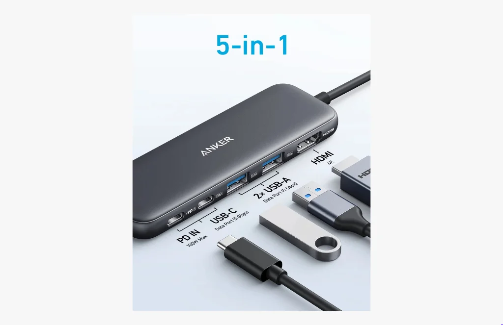 Anker Usb C Hub In Black Bwebp️ANKER 332 USB-C HUB (5-IN-1) BLACK