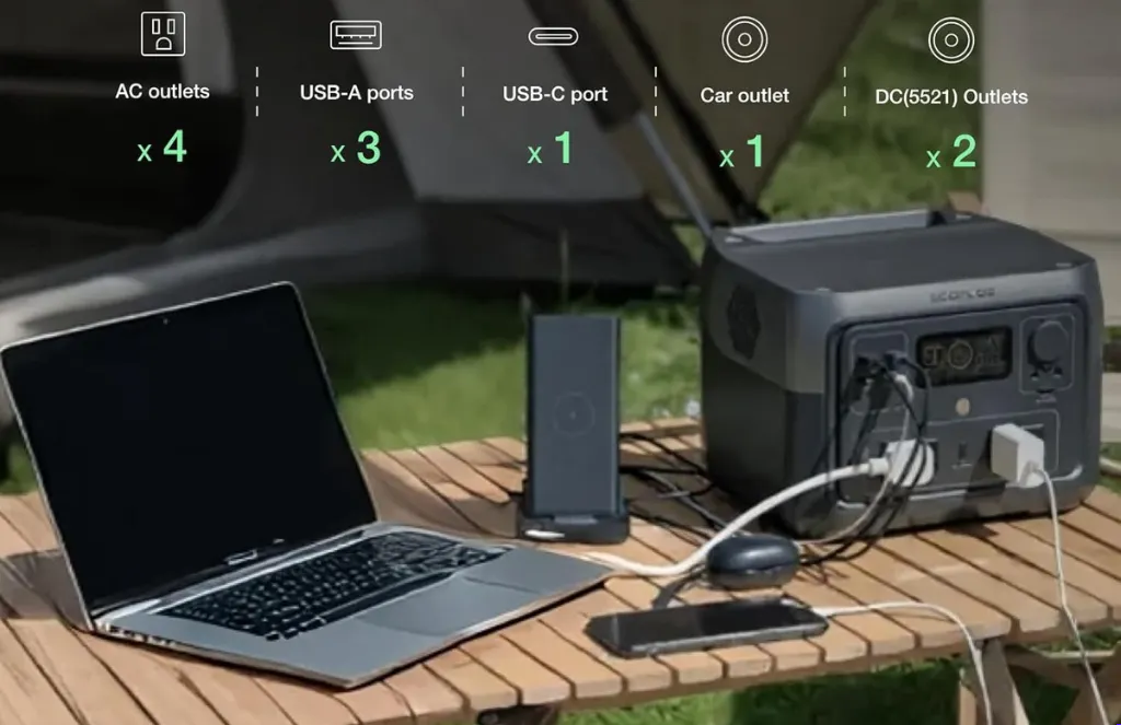 EF ECOFLOW Portable Power Station River 2 Max 500, 499Wh LiFePO4 Battery 1 Hour Fast Charging, Up to 1000W Output Solar Generator (Solar Panel Optional) for Outdoor CampingRVsHome Use