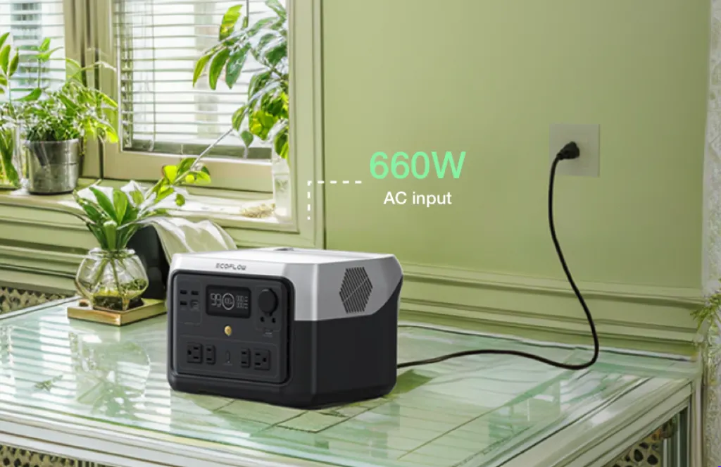 EF ECOFLOW Portable Power Station River 2 Max 500, 499Wh LiFePO4 Battery 1 Hour Fast Charging, Up to 1000W Output Solar Generator (Solar Panel Optional) for Outdoor Camping RVsHome Use