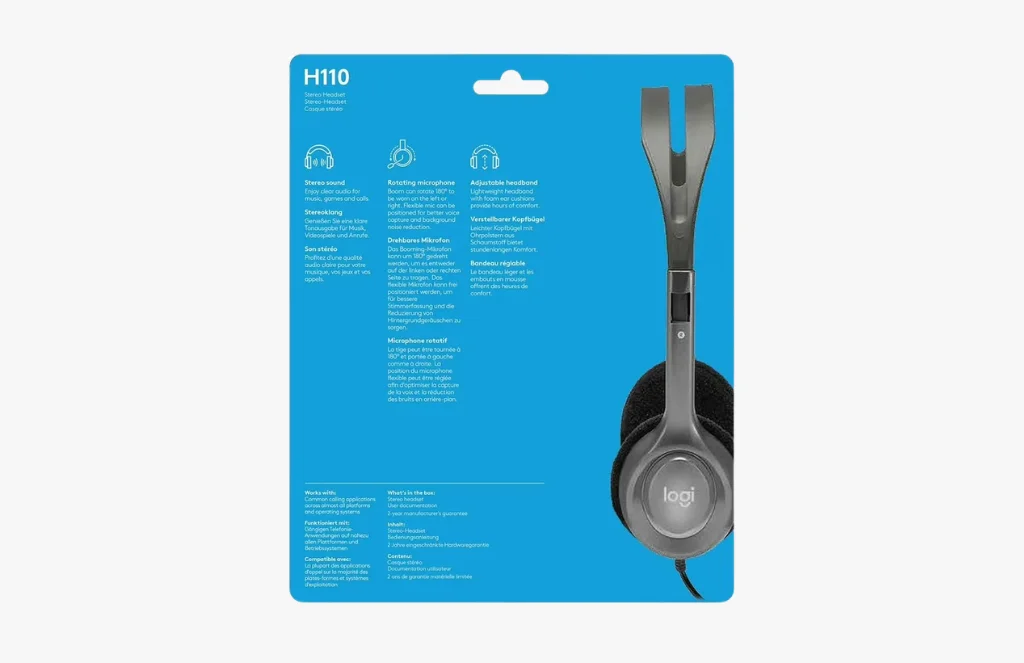 Logitech H Stereo Headset For Pc BwebpLogitech H110 Stereo Headset for PC