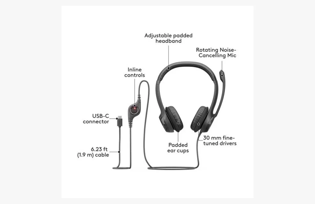 Logitech H Usb C Headset With Active Noise Canceling Mic BwebpLogitech H390 USB-C Headset with Active Noise canceling Mic