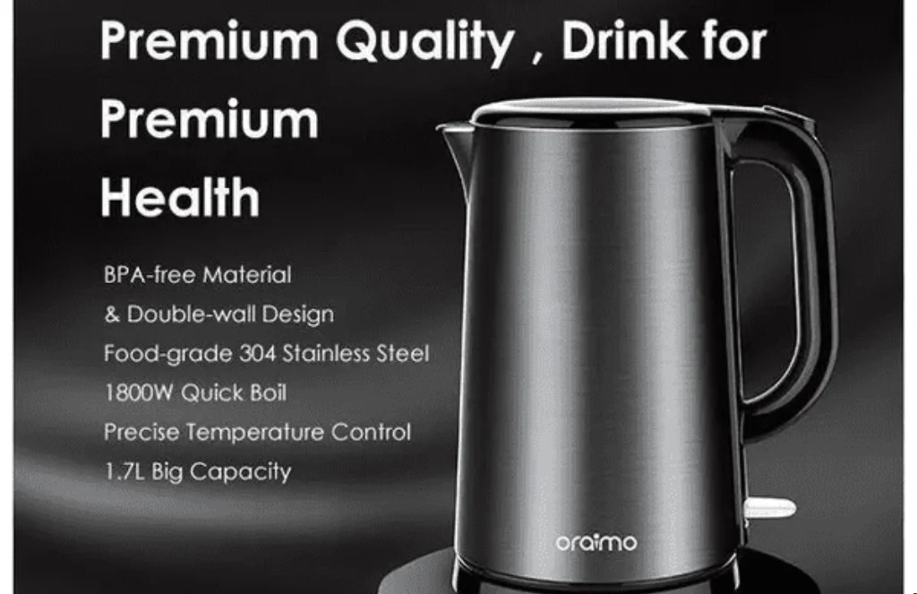 Oraimo Oh K Stainless Steel Electric Smart Kettle – LiterOraimo OH-K20 Stainless Steel Electric Smart Kettle – 1.7 Liter