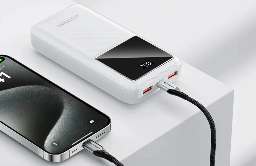 Vention Mah Power Bank Micro Usb - Usb C - Usb A - Usb A W White FhlbVention 20000mAh Power Bank (Micro-USB + USB-C + USB-A + USB-A) 22.5W White-FHLB0