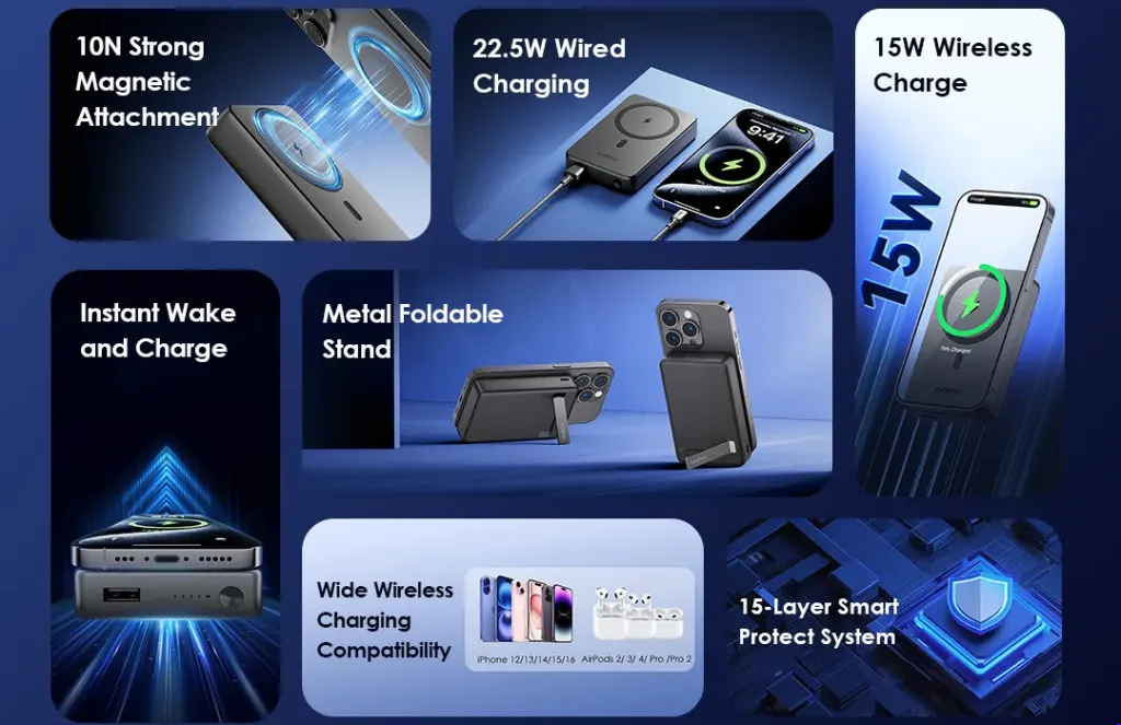 oraimo MagPower 15 10000mAh 22.5W Wireless and Wired Power Bank