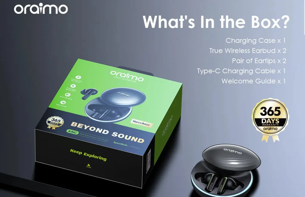 Oraimo Spacebuds Hybrid Ancoraimo SpaceBuds Hybrid ANC True Wireless Earbuds Customized Voice Prompt