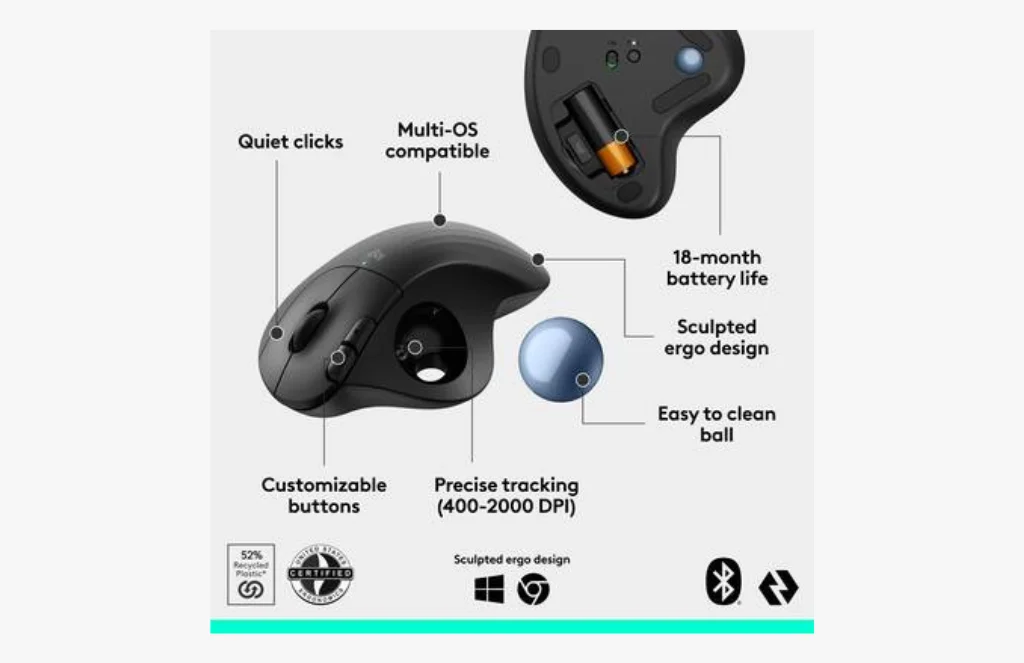 Logitech ERGO M575 Wireless Trackball Mouse