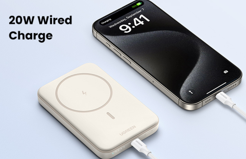 UGREEN 20W 10000mAh Magnetic Wireless Power Bank Beige – UG-25208