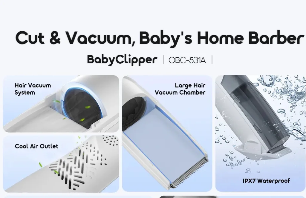 oraimo BabyClipper IPX7 Smart Vacuum Baby Hair Clipper