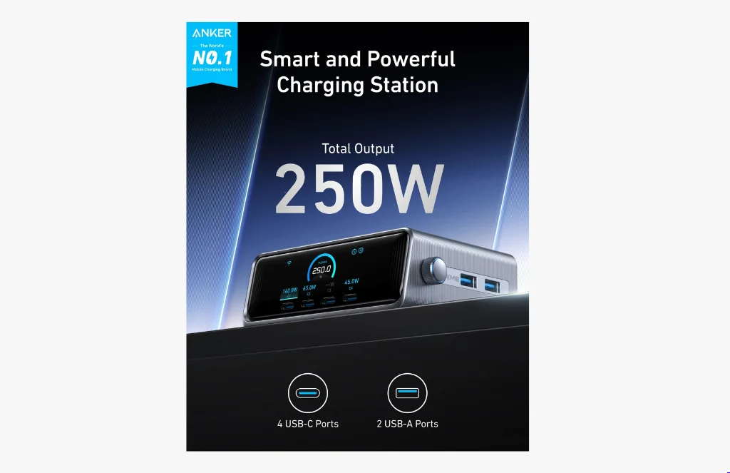 ️anker Prime W Gan Desktop Charger Ports Dwebp️Anker Prime 250W Gan Desktop Charger 6ports