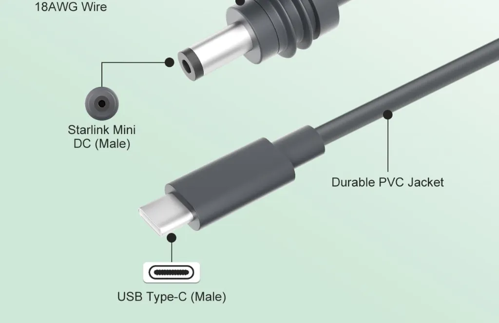 Starlink Mini Dc To Type C MStarlink Mini DC to Type C 5M