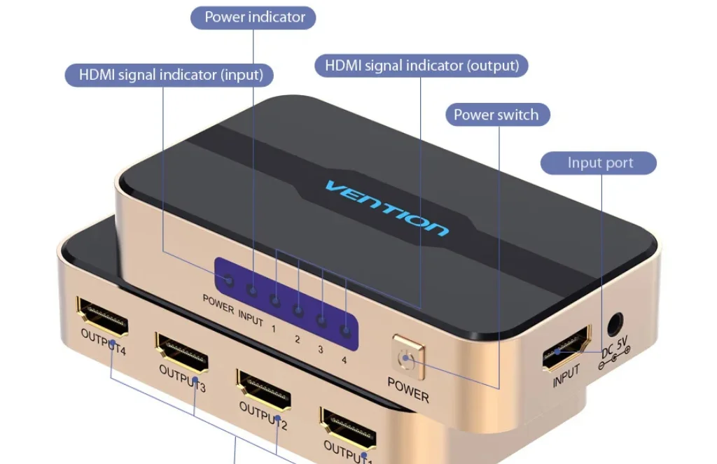 Vention - In - Out Hdmi SplitterVention 1 In 4 Out HDMI Splitter