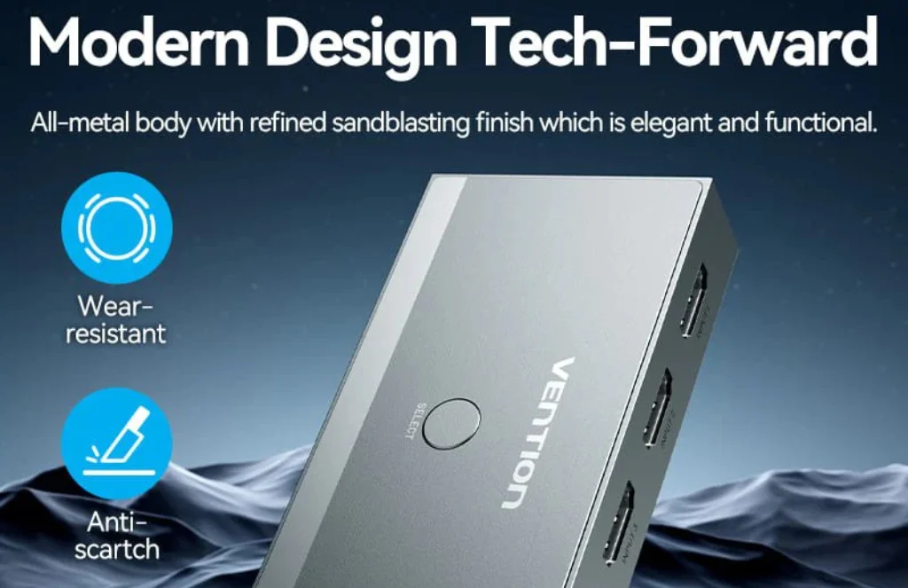 Vention - In - Out Hdmi Switcher Gray Metay TypeVention 3 In 1 Out HDMI Switcher Gray  Metay Type