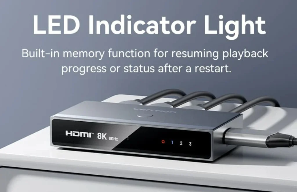 Vention - In - Out Hdmi Switcher Gray Metay TypeVention 3 In 1 Out HDMI Switcher Gray  Metay Type