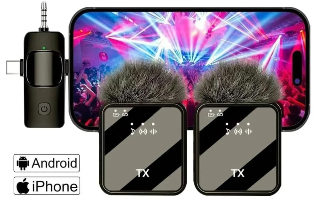 F Wireless Microphone - In - For Iphone Type C And CameraF11-2 Wireless Microphone 3 in 1 For iPhone ,Type C And Camera