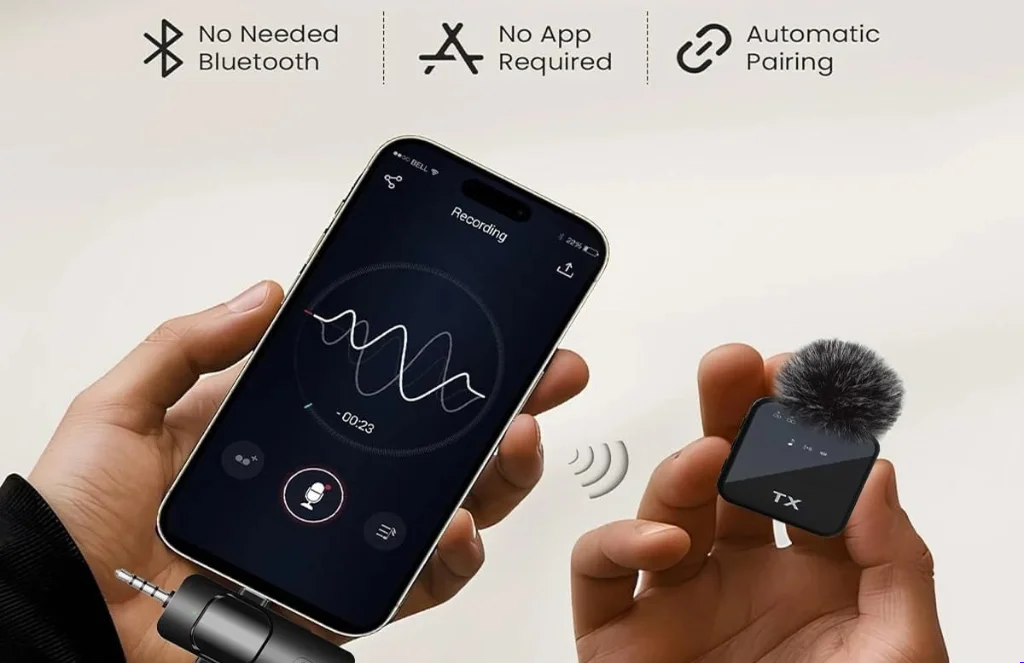 F Wireless Microphone - In - For Iphone Type C And CameraF11-2 Wireless Microphone 3 in 1 For iPhone ,Type C And Camera