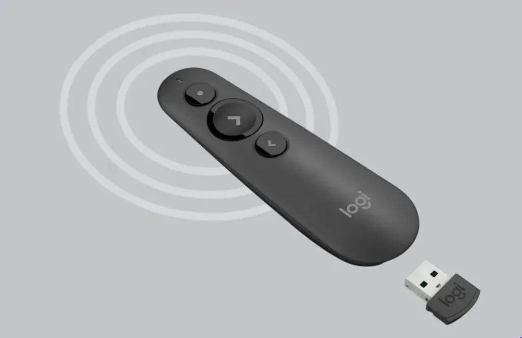 Logitech R S Laser Presentation RemoteLogitech R500s Laser Presentation Remote – Bluetooth & USB Dual Connectivity with Red Laser Pointer