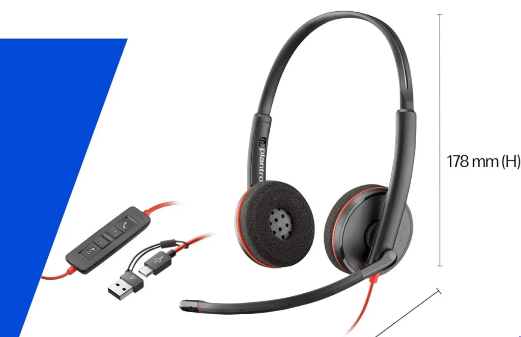 Poly Blackwire Stereo Usb C Headset Usb Ca AdapterPoly Blackwire 3220 Stereo Usb-c Headset +usb-c/a Adapter