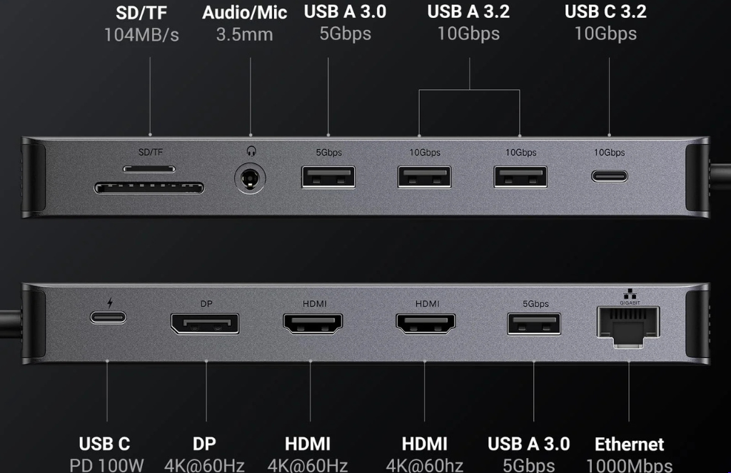 Ugreen Revodok Pro Usb C In Multifunction Docking StationUGREEN Revodok Pro 313 USB-C 13-In-1 Multifunction Docking Station